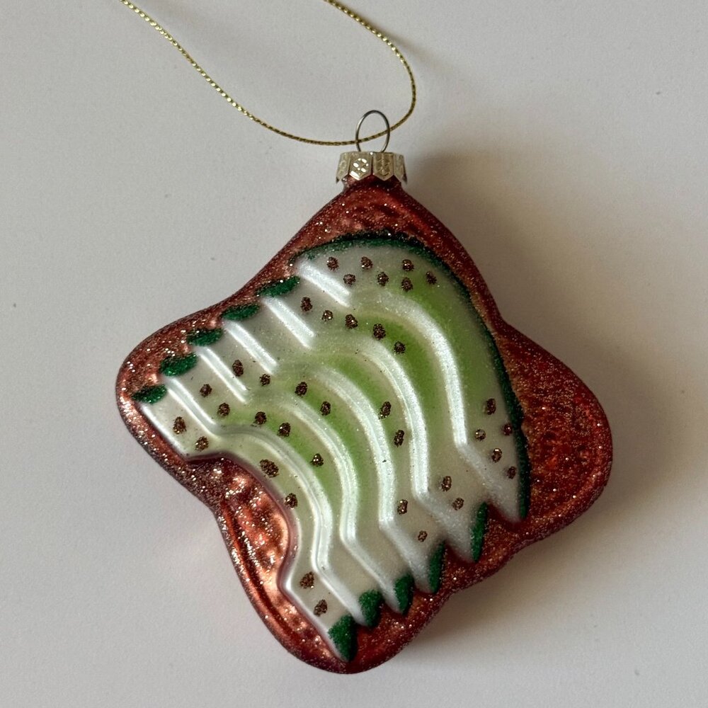 Christmas Holiday Ornament Glass Blown Old World vtg inspired avocado toast